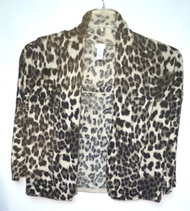 Chicos Open Front Short Animal Print Sweater Size 0 (S/4) Brown Beige B*J - Picture 1 of 4