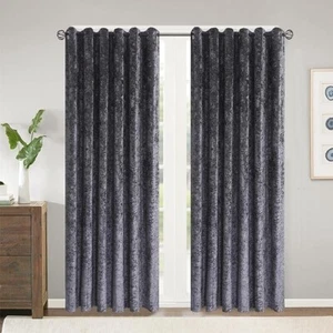 Luxury Crushed Velvet Curtains Pair Eyelet Ring Top Fully Lined Ready Made - Picture 1 of 56