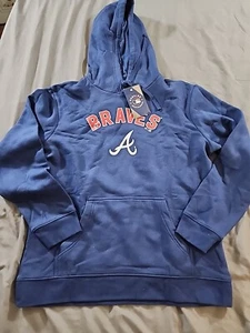 Fanatics Men's Navy Atlanta Braves Sweatshirt Pullover Hoodie Sz Lg Roberto #44 - Picture 1 of 7