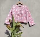 Baby Pink Floral Quilted Jacket Reversible Coats Indian Women's Clothing Jacket