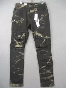 Smoke Rise Jeans Men's Denim 32X32 Distressed Black Cargo Biker NWT - Picture 1 of 9