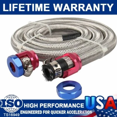 Manguera CarBole 3/8" 3 pies Kit de línea de combustible trenzada de acero inoxidable 1526 nuevo con abrazaderas Foto 1 de 4