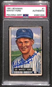 Whitey Ford Signed Autographed 1951 Bowman #1 ROOKIE Card Auto (RC) PSA/DNA - Picture 1 of 2