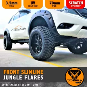 Mazda BT50 2012-17 Front Slimline Jungle Fender Flares Black Guard Plastic BT50 - Picture 1 of 11