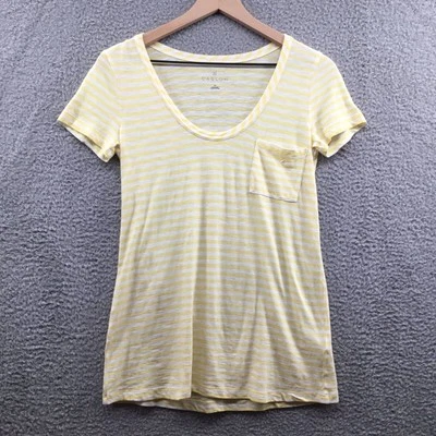 Camiseta Caslon Rayas Redondeada Cuello en V Amarilla XS Foto 1 de 3