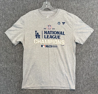 Camisa de fanáticos para hombre (L) gris Los Angeles Dodgers 2024 campeones de la Liga Nacional Foto 1 de 4