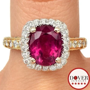 Parade Diamond 3.39ct Tourmaline 18K Gold Oval Halo Band Ring 5.9 Grams NR - Picture 1 of 6