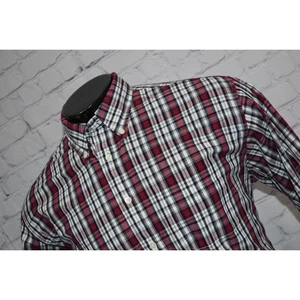Brooks Brothers 346 Dress Shirt Mens Size Large Cotton Red Plaids - Picture 1 of 5