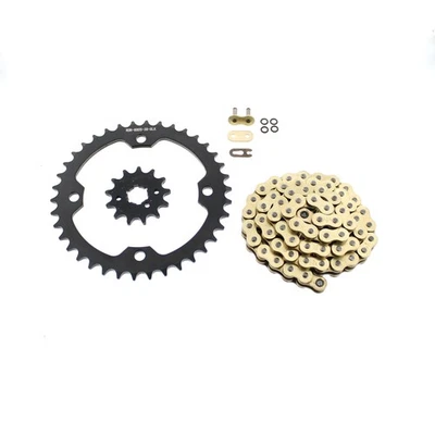 2004 - 2007 Yamaha YFM350 350 Raptor Gold O-Ring Chain and Black Sprocket 13/38 - Image 1 of 3