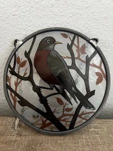 De colección 1982 Glass Masters Bird Robin pintado redondo atrapasol colgante 6,5"" - Imagen 1 de 7