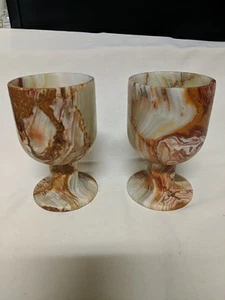 2 Vintage Marble Onyx(?)  4.75” Goblets - Picture 1 of 4