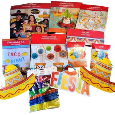 Fiesta Taco Party Decoration Kit 100+ Pcs Photo Props Balloons Banner Straws Lot - Image 1 of 4