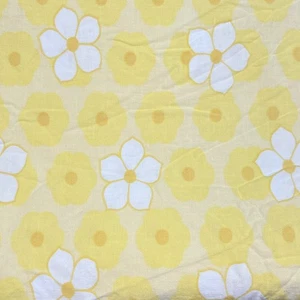 Funda nórdica vintage hecha a mano Flower Power amarilla blanca doble mod colcha floral - Imagen 1 de 4