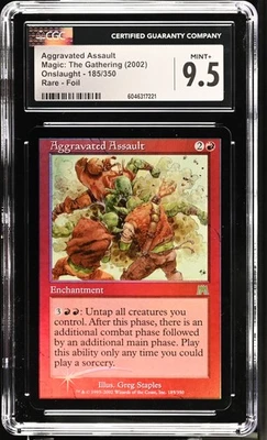 AGGRAVATED ASSAULT Onslaught Foil Rare CGC 9.5 MTG [Nostalgium] - Image 1 of 2