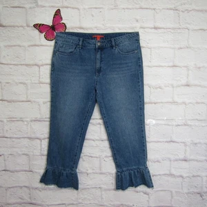 Chelsea & Violet Ruffle Hem Frayed Cropped High Rise Jeans Womens size 31 - Picture 1 of 9