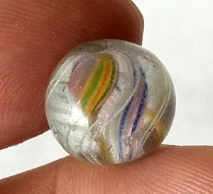 ~19/32 Zoll antike handgefertigte deutsche Pontils Glas geteilter Kern Wirbel Marmor #407 - Bild 1 von 18
