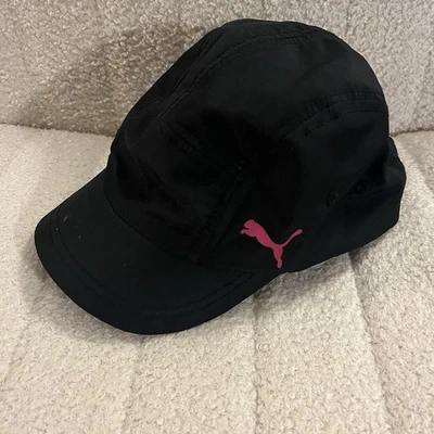 Puma 5 Panel Hat Cap Womens Black Pink Short Brim Adjustable Ladies Fitness Gym - Image 1 of 4