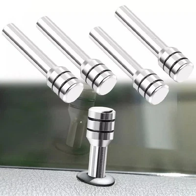 4x Silver Car Interior Door Locking Lock Knob Pull Pin Cover Truck Accessories - Image 1 of 4