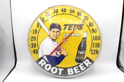 Letrero termómetro publicitario vintage Ted's raíz cremosa cerveza refresco Foto 1 de 4
