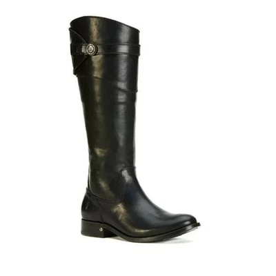 $400 Botas Frye Molly Hasta la Rodilla Cuero Negro Montar PANTORRILLA EXTENDIDA 8.5 (MG29) Foto 1 de 4