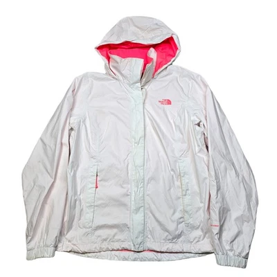 Chaqueta para mujer The North Face DryVent grande blanca rosa con capucha ligera lluvia Foto 1 de 4