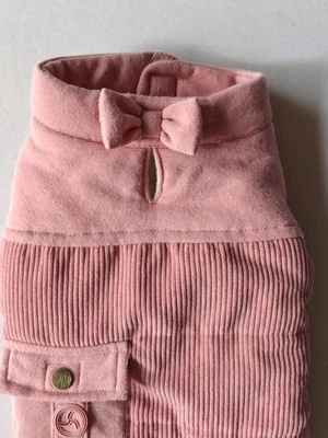 Pink Corduroy Pet Jacket Dog Coat Vest Bow Cream Plush Lined  Size Small - Image 1 of 4