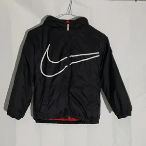 Nike Kids Black Jacket Just Do It Red logo branding Large Swish size 6-7 yrs. - Picture 1 of 10