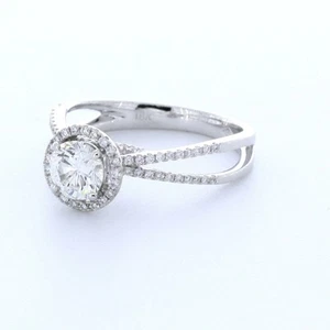 ANILLO DE ACENTO HALO PUNTA ORO BLANCO 18K CORTE REDONDO DIAMANTE CREADO EN LABORATORIO E/VS2 1,2 QUILATES - Imagen 1 de 3