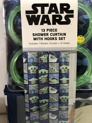 Juego de 13 ganchos y cortinas de ducha Star Wars Mandalorian - Nuevo Foto 1 de 2