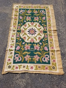 Vintage Handgenähter Arraiolos Wollteppich 66x41 cm - Bild 1 von 12