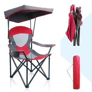 Foldable Beach Camping Chair Picnic With Canopy Shade Outdoor Folding Chair - Picture 1 of 8