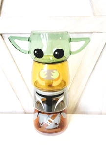 Joyjolt Star Wars The Mandalorian Grogu 4 Stackable Drinking glasses  - Picture 1 of 7