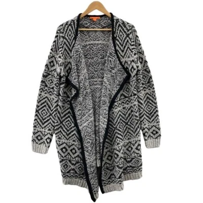 Joe Fresh Cárdigan Suéter Mujer XL Negro Blanco Acrílico Poliéster Cortina Frontal Foto 1 de 4