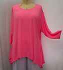 Coco And Juan Plus Size Tunic Top Lagenlook Neon Pink Drape Shirt Os 1X2x3x B60