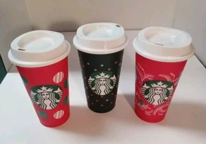 Starbucks 2013 Reusable 16oz Plastic Travel Cups Holiday Winter - 3er Set - Bild 1 von 6