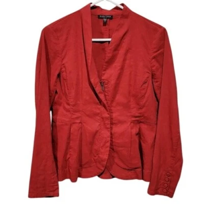 Eileen Fisher Linen Blend Jacket Blazer Small Petite Red Full Zip Peplum Stretch - Image 1 of 4