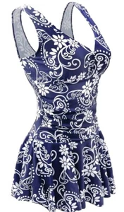 AONYUS Women's Tummy Control One Piece Swim Dress Suit Navy Plus SIze 4XL NWT - Picture 1 of 5