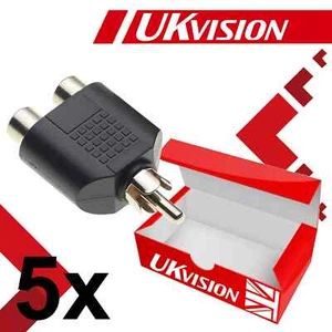 5Pcs RCA Phono Y Splitter Adaptor Connector 2 x Female to 1× Male Video Audio - Picture 1 of 7