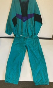 Vtg MacGregor Nylon Windbreaker Jacket/pants Colorblock Turquoise Purple Men's L - Picture 1 of 12