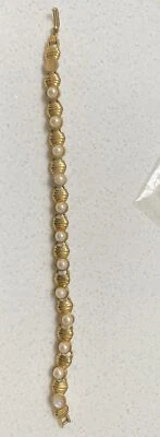 7” Technibond Gold And Pearl Bracelet - Image 1 of 4
