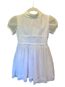 Vtg Girls 8 KIM ORIGINALS White Organza Pin Dot Layered Circle dress 70s - Picture 1 of 7