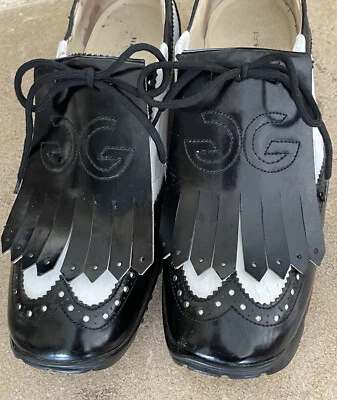 Tênis de golfe Walter genuíno feminino tamanho 7.5 Chloe preto e branco MSRP $269 - Imagem 1 de 4