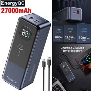 EnergyQC 120W 27000mAh Power Bank for MacBook iPad, iPhone 15 Pro Galaxy - Picture 1 of 8