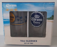 Corona Extra Glasses Set of 2 La Cerveza Mas Fina Pub Pint  16oz Beer Cup Drink