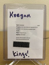 2022-23 National Treasures Keegan Murray Rookie Patch Auto Quad RPA /99 Redeem