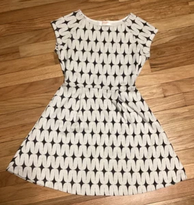 🍒 Renee C White & Navy Blue/Black Diamond Pattern Skater Dress XS Small 🍒 - Picture 1 of 9