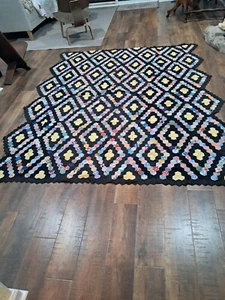 Vintage Quilt Top 77x99" Hand Sewn Early Fabrics . Beautiful colors! - Picture 1 of 6