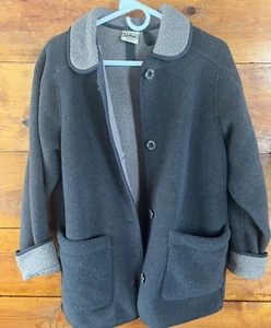 LL Bean Womens Fleece Sherpa Lined Chore Jacket Coat Cardigan Pockets Gray Small - Picture 1 of 7