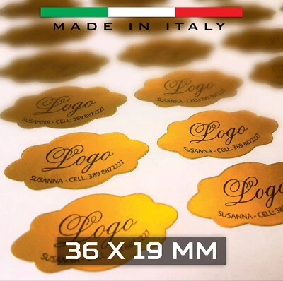 130 Etichette adesive personalizzate bollini 36X19 MM - Colore Oro / Argento - Immagine 1 di 3