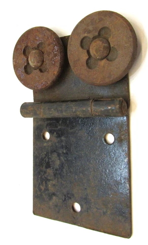 Single Primitive Old Double Wheel Antique Twin Roller Barn Door Track Bracket Cover